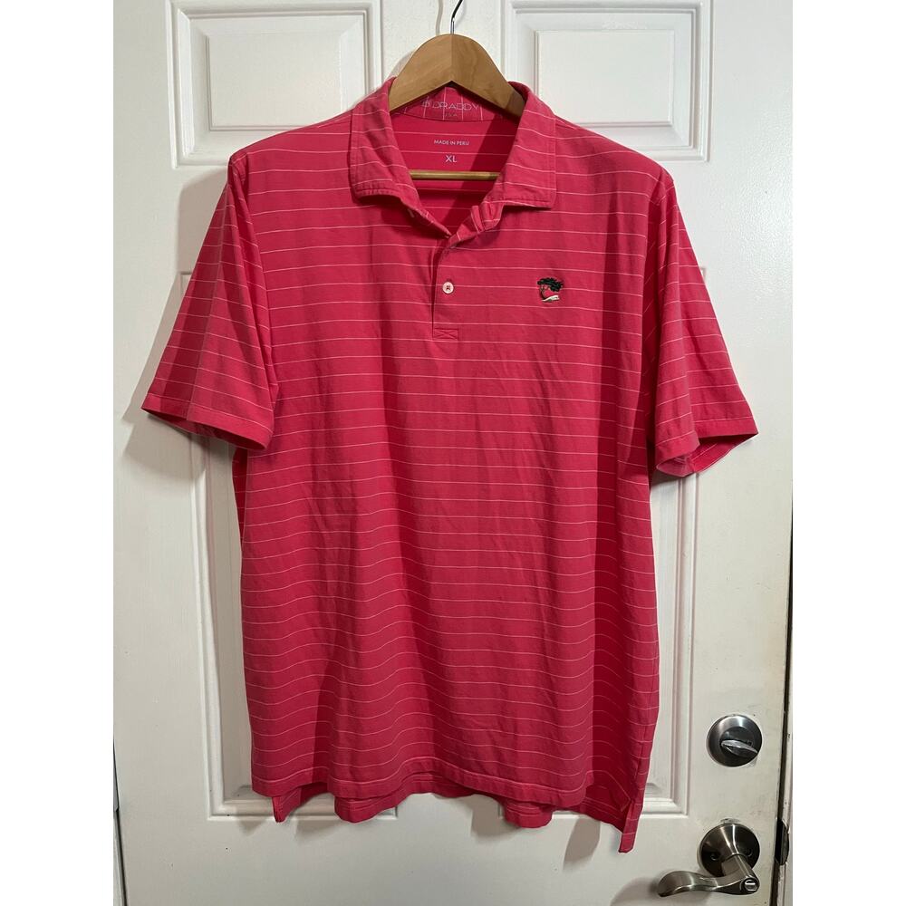 B. Draddy USA Performance Golf Polo Pink White Stripe Casual Active XL Pima